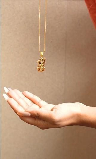 Gold Plated Ambe Mataji Pendant with Chain